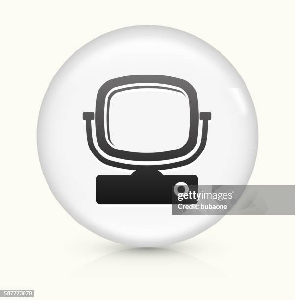 television icon on white round vector button - vintage television white background stock illustrations