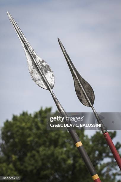 Lance used by Gallic warriors. Celtic civilisation , 4th-3rd century BC. Historical reenactment.