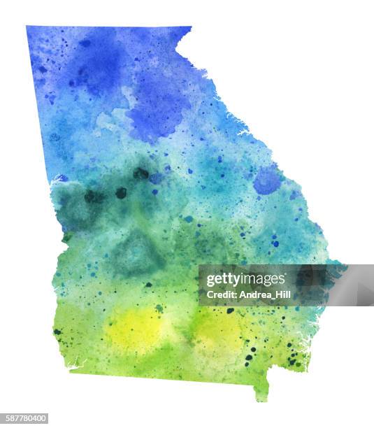 map of georgia with watercolor texture - raster illustration - georgia us state stock illustrations