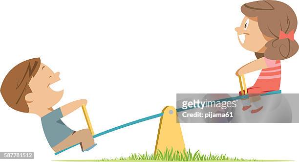 on seesaw - see saw stock illustrations