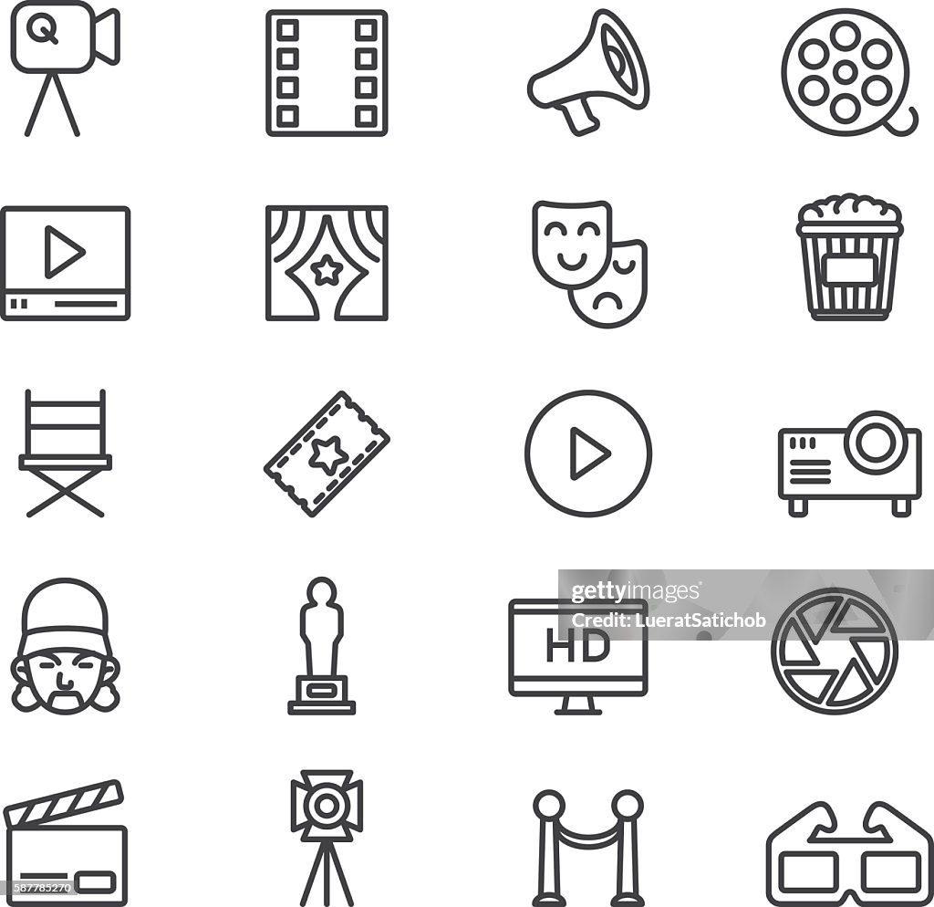 Film Industry Cinema Theatre Line icons | EPS10