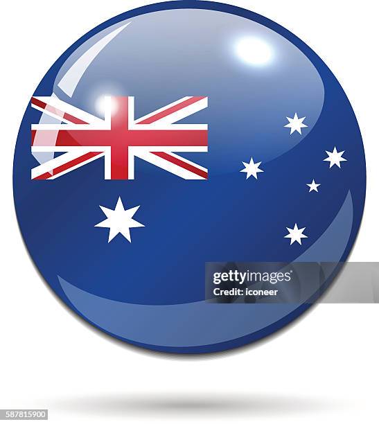 glossy australia flag button on white background with shadow - union jack circle stock illustrations