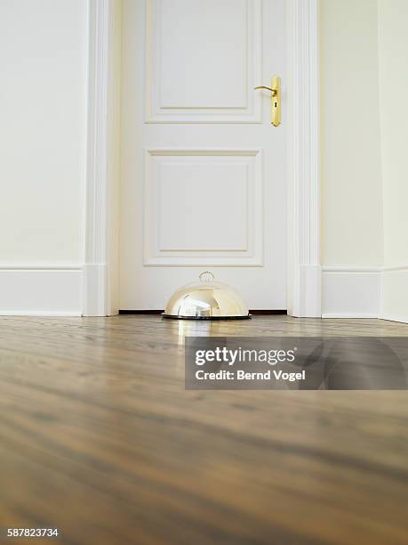 room service tray outside hotel room - cloche stock pictures, royalty-free photos & images