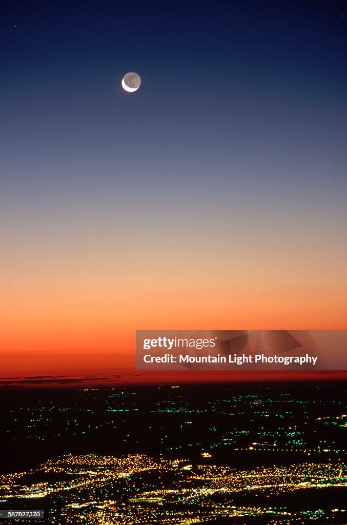 Crescent Moon at Dawn From Pikes Peak