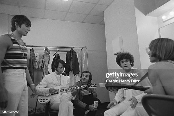 Jack Nicholson hangs out with The Monkees in their dressing room in between takes of the film Head, which stars The Monkees and was written by...