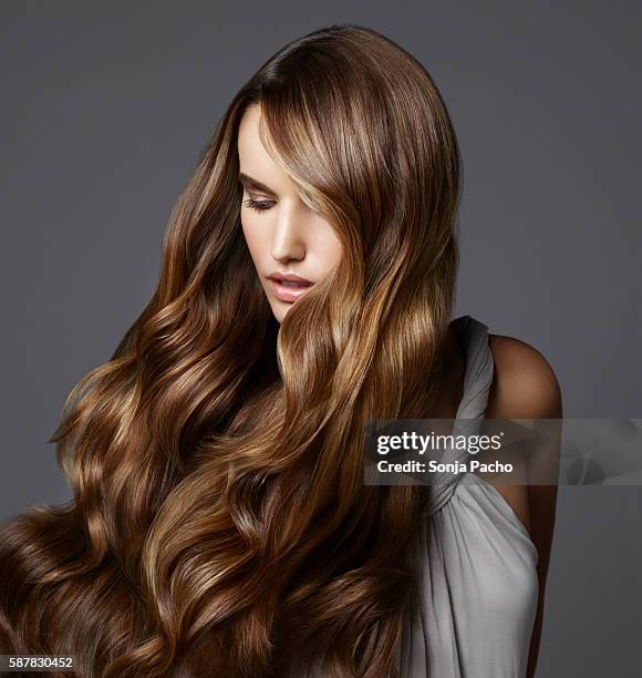 fashion model - blond model long hair stock pictures, royalty-free photos & images