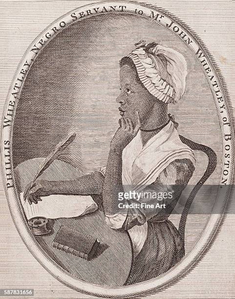 Phillis Wheatley, African-American author and poet. Engraved by Scipio Moorhead, 1773.