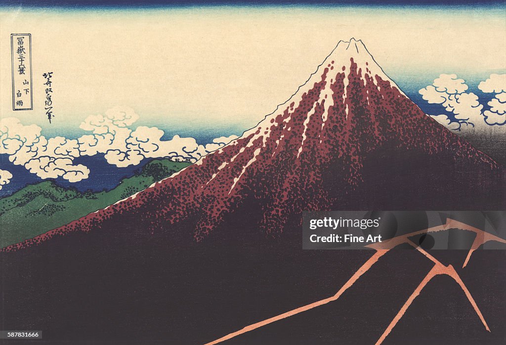 A Shower Below the Summit by Katsushika Hokusai