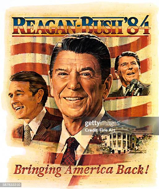 Reagan-Bush '84, Bringing America Back! presidential campaign poster lithograph, private collection.