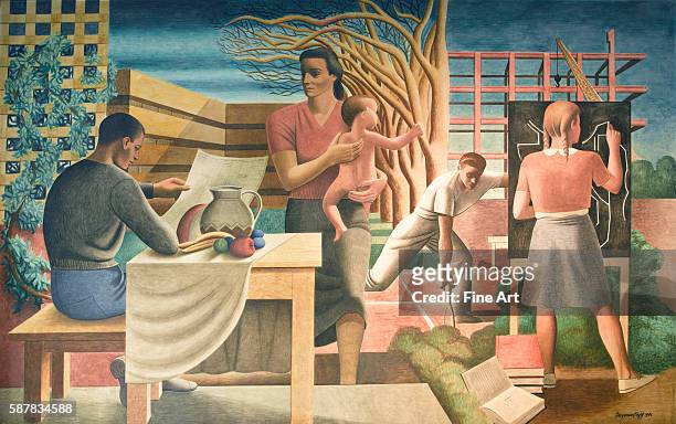 New Deal / Treasury Section of Fine Arts. Seymour Fogel, WPA mural from the Cohen Building in Washington, D.C., 1942. Fogel's murals were painted to...