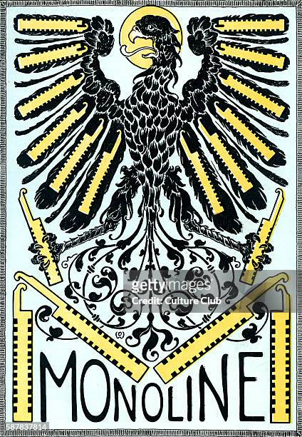 Printers advert showing German eagle emblem. Coat of arms. Example of the work of the Ferdinand Schlotke artistic printers showing the German eagle...