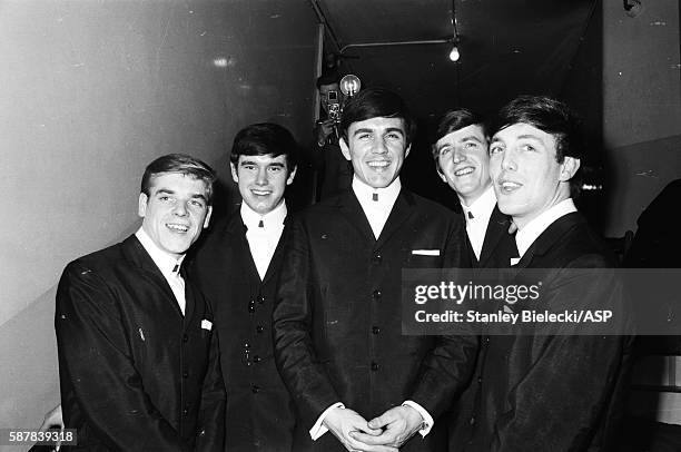 Dave Clarke 5, group portrait, United Kingdom, circa 1965. L-R Lenny Davidson, Denis Payton, Dave Clark, Rick Huxley, Mike Smith.