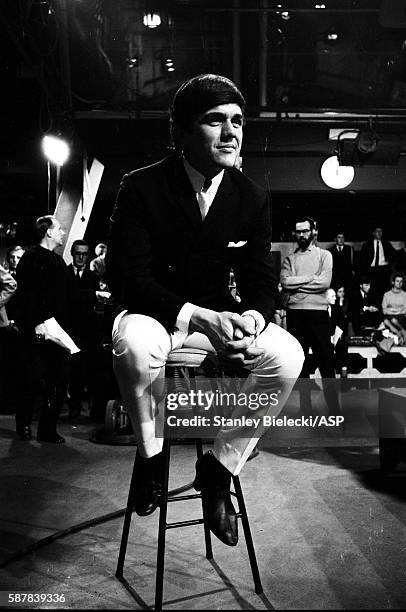 Dave Clark poses on the set of TV show Ready Steady Go, Kingsway Studios, London, February 1964.