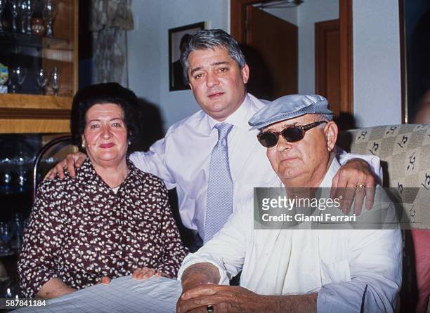 The Spanish bullfighter Vicente Ruiz 'El Soro' with his parents Foyos, Valencia, Spain. .