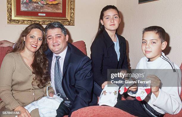 The Spanish bullfighter Vicente Ruiz 'El Soro' with his wife Suzette and his children Maria and Tito Foyos, Valencia, Spain. .