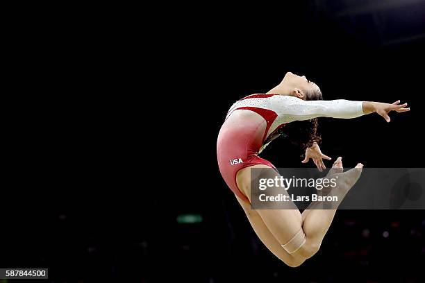 Lauren Hernandez of the United States competes on the balance beam during the Artistic Gymnastics Women's Team Final on Day 4 of the Rio 2016 Olympic...