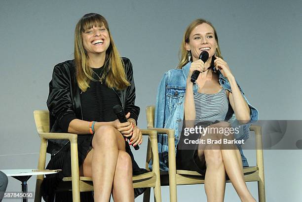 Director Alice Winocour and Diane Kruger discuss the film "Disorder" at the Apple Store Soho on August 9, 2016 in New York City.