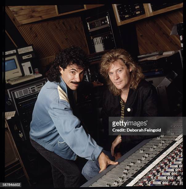 Deborah Feingold/Corbis via Getty Images) NEW YORK Musicians Daryl Hall and John Oates from band Hall and Oates in a recording studio in September...