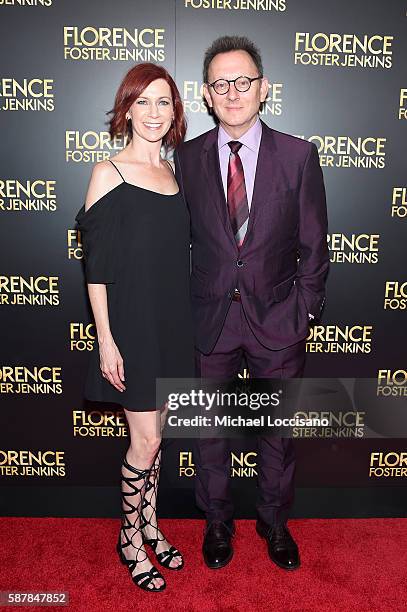 Carrie Preston and Michael Emerson attend the "Florence Foster Jenkins" New York premiere at AMC Loews Lincoln Square 13 theater on August 9, 2016 in...