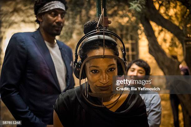 Alexis Welch and Amar'e Stoudemire seen during a contemporary art exhibition at Ana Tiho center on August 9, 2016 in Jerusalem, Israel.Stoudemire,...