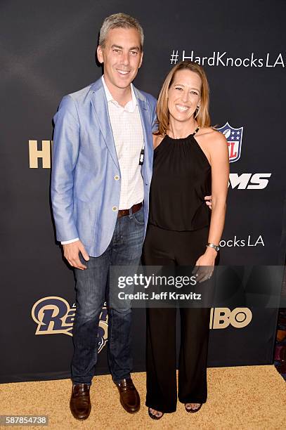 Of the Los Angeles Rams Kevin Demoff and Jennifer Demoff attend the LA premiere of HBO's "Hard Knocks: Training Camp With The Los Angeles Rams" at...