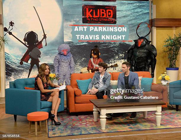 Karla Martinez, Art Parkinson and Travis Knight are seen on the set of Univisions "Despierta America" to support the film "Kubo and the Two Strings"...