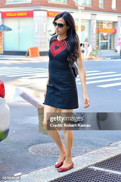 Famke Janssen seen in Manhattan on August 9, 2016 in New York City.