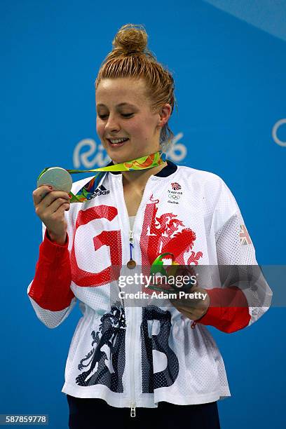 Silver medalist Siobhan-Marie O'Connor of Great Britain poses on the podium during the medal ceremony for the Women's 200m Individual Medley Final on...