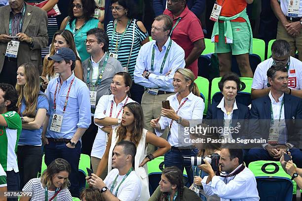 Eddie Redmayne and wife Hannah Bagshawe, Princess Anne and Sir Timothy Laurence attend women's 200m Individual medley on Day 4 of the Rio 2016...