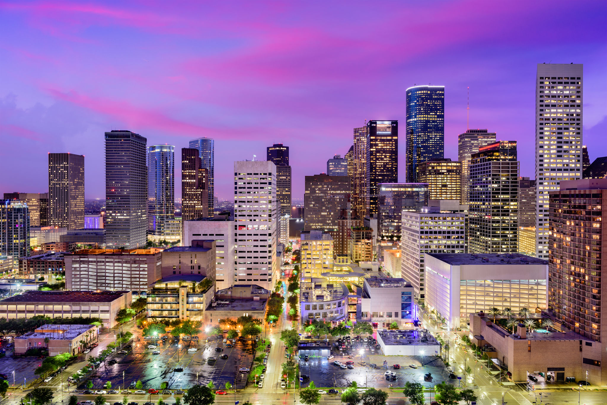 houston skyline night