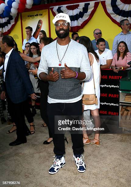 Professional basketball player Baron Davis attends the premiere of Sony's "Sausage Party" at Regency Village Theatre on August 9, 2016 in Westwood,...