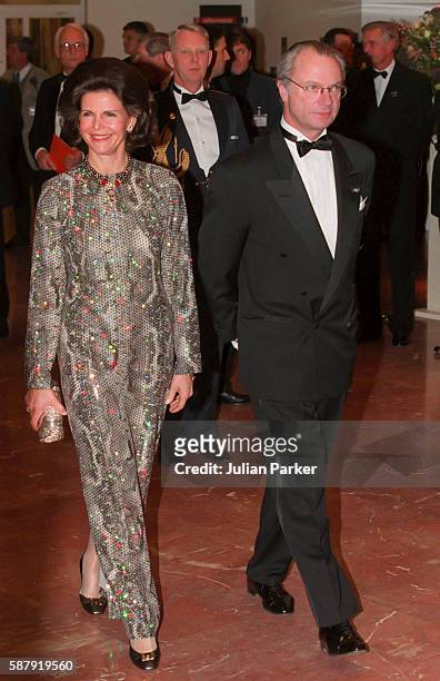 King Carl Gustaf, and Queen Silvia of Sweden, attend a Ballet performance at The Muziek Theater, in Amsterdam as part of The 60th Birthday...