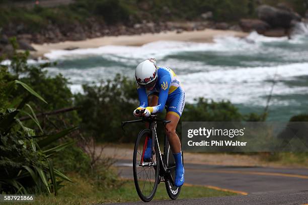 Ganna Solovei of Ukraine competes in the Cycling Road Women's Individual Time Trial on Day 5 of the Rio 2016 Olympic Games at Pontal on August 10,...