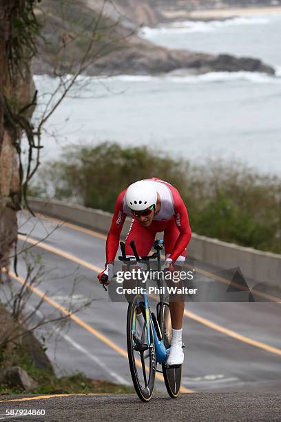 Georg Preidler of Austria competes in the Cycling Road Men's Individual Time Trial on Day 5 of the Rio 2016 Olympic Games at Pontal on August 10,...