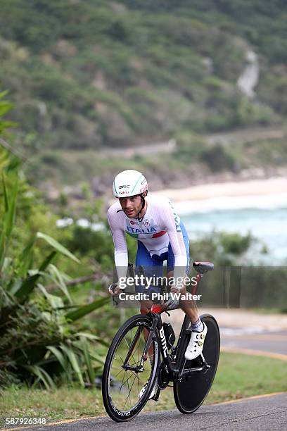 Damiano Caruso of Italy competes in the Cycling Road Men's Individual Time Trial on Day 5 of the Rio 2016 Olympic Games at Pontal on August 10, 2016...