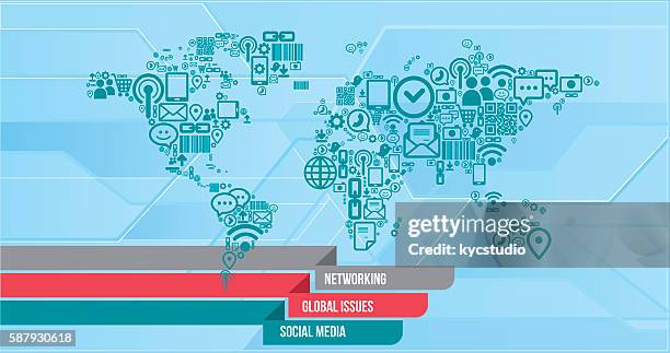 ilustraciones, imágenes clip art, dibujos animados e iconos de stock de infografías en redes sociales - powerpoint template