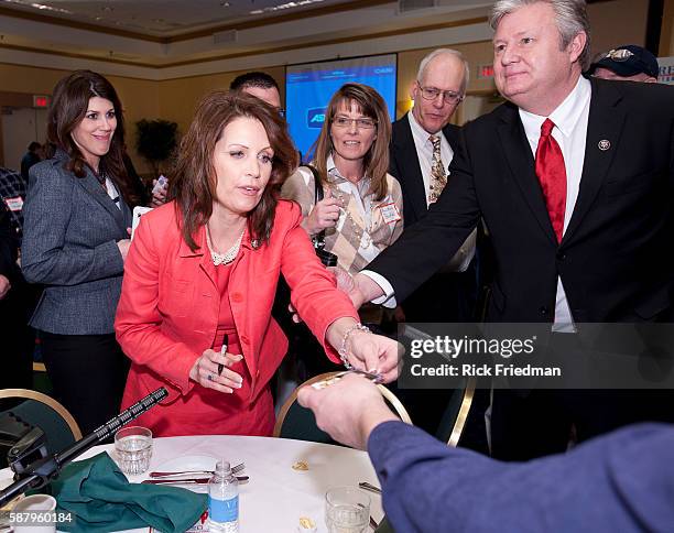 Potential Presidential candidate Congresswoman Michele Bachmann of Minnesota addressing the New Hampshire Republican State Committee in Nahua, NH on...