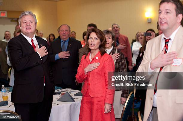 Potential Presidential candidate Congresswoman Michele Bachmann of Minnesota addressing the New Hampshire Republican State Committee in Nahua, NH on...