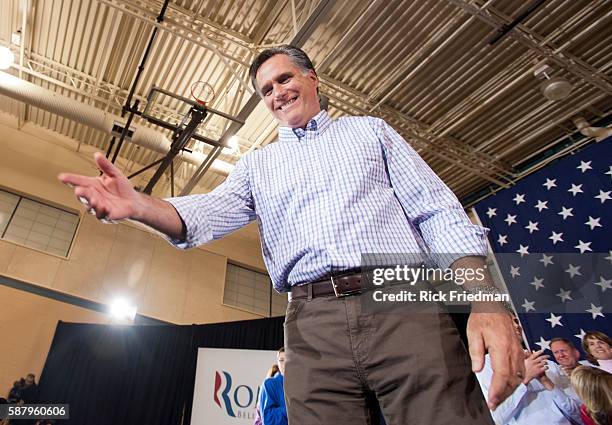 Republican presidential candidate MItt Romney at a campaign event at Exeter HIgh School in Exeter, NH on January 8, 2012.