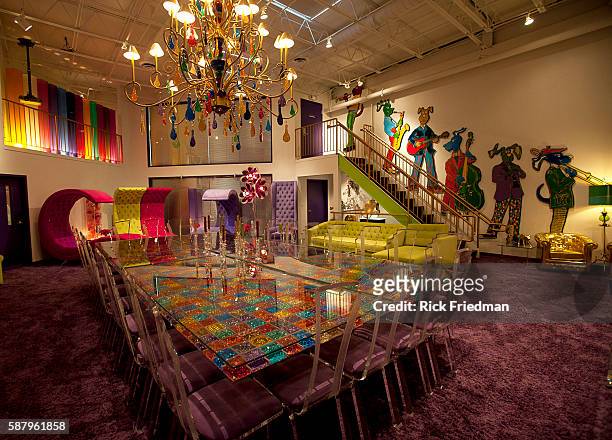 "The Whimsey Room" is a conference room at the Judge Rotenberg Center. The table, chairs and most of the art is one of a kind created for the Judge...