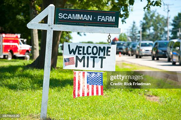 Republican presidential candidate Mitt Romney campaigning with his wife Anne Romney at Scamman Farm in Stratham, NH on June 15, 2012.