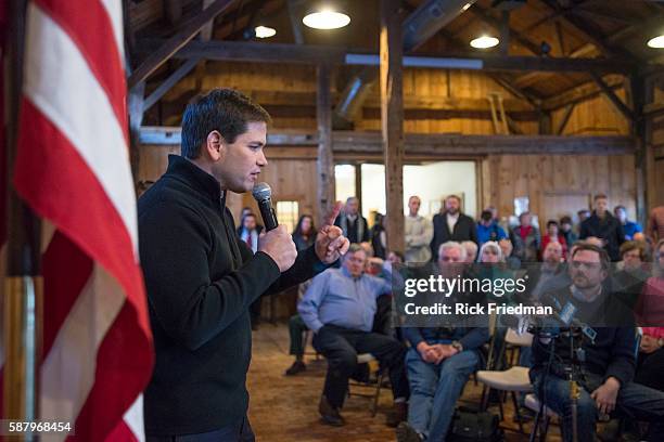 Senator Marco Rubio, Republican of Florida at a town hall meeting in Hollis, NH. Rubio is a potential 2016 Presidential candidate.