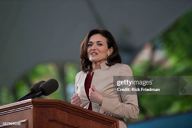 Sheryl Sandberg, COO of Facebook delivering the Senior Class Day address at Harvard University Cambridge, , MA on May 28, 2014. Sandberg attended...