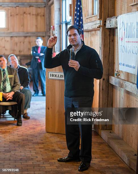 Senator Marco Rubio, Republican of Florida at a town hall meeting in Hollis, NH. Rubio is a potential 2016 Presidential candidate.