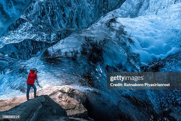 in ice cave - glaciologist stock pictures, royalty-free photos & images