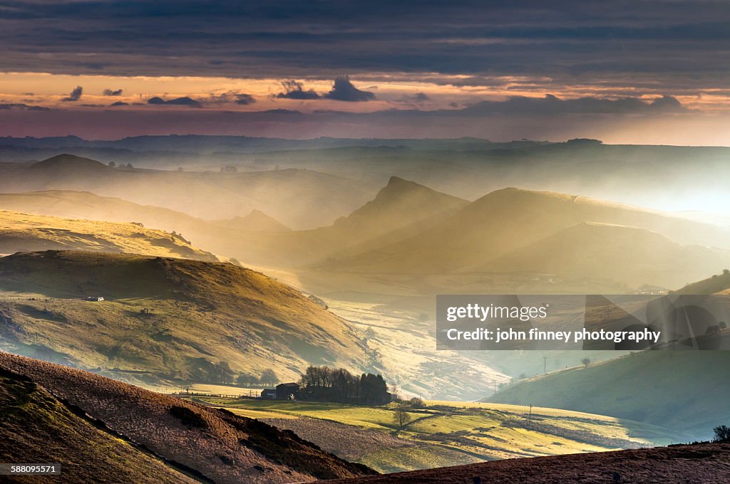 Derbyshire landscape in morning light