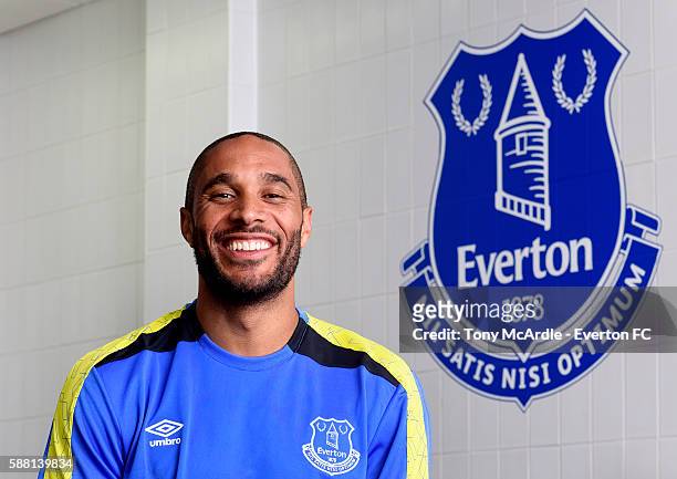 New Everton signing Ashley Williams poses for a photo at Finch Farm on August 09, 2016 in Halewood, England.