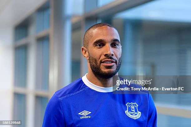 New Everton signing Ashley Williams poses for a photo at Finch Farm on August 09, 2016 in Halewood, England.