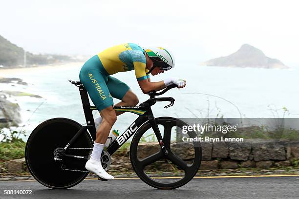 Rohan Dennis of Australia competes in the Cycling Road Men's Individual Time Trial on Day 5 of the Rio 2016 Olympic Games at Pontal on August 10,...