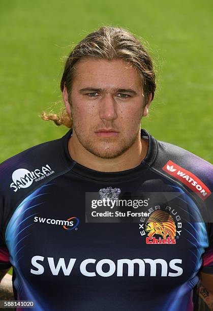 Harry Williams of Exeter Chiefs poses for a portrait during the Exeter Chiefs Squad photo call for the 2016-2017 Aviva Premiership Rugby season on...